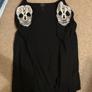 Black Skull Embellished Tank Top